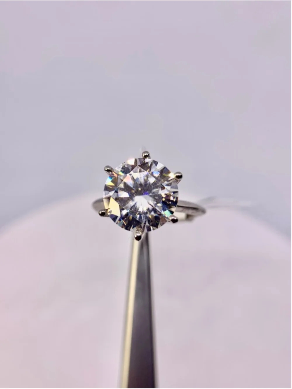 Adjustable Moissanite Ring 5 Ct Brilliant Round Cut Solitaire GRA 925 Silver